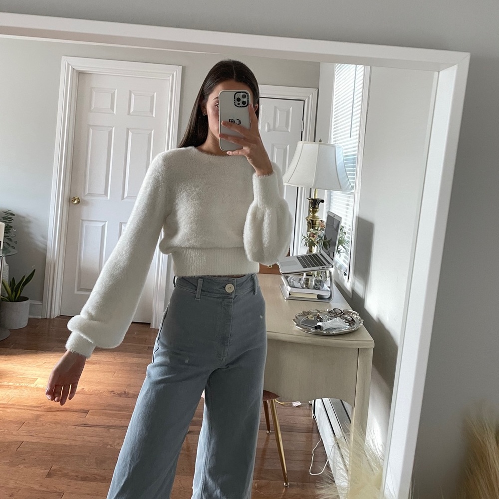Aritzia Fuzzy Knit Cropped Sweater